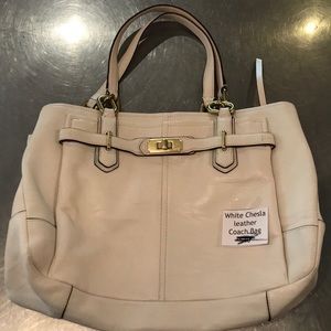 White Chelsea leather coach bag